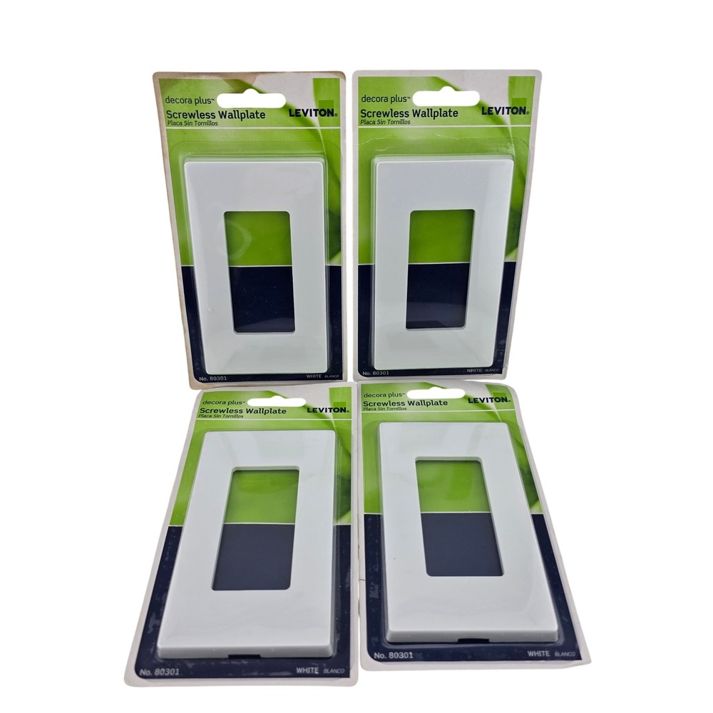 Leviton Decora Plus Screwless Wallplate 80301 White NEW 4-Pack Improvement DIY